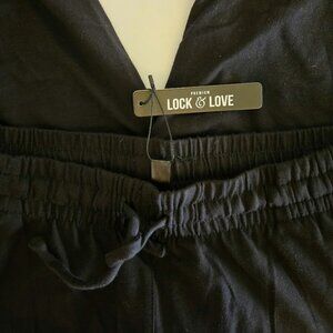 Lock & Love Black Capri wide leg yoga pants‎ NWT Size L